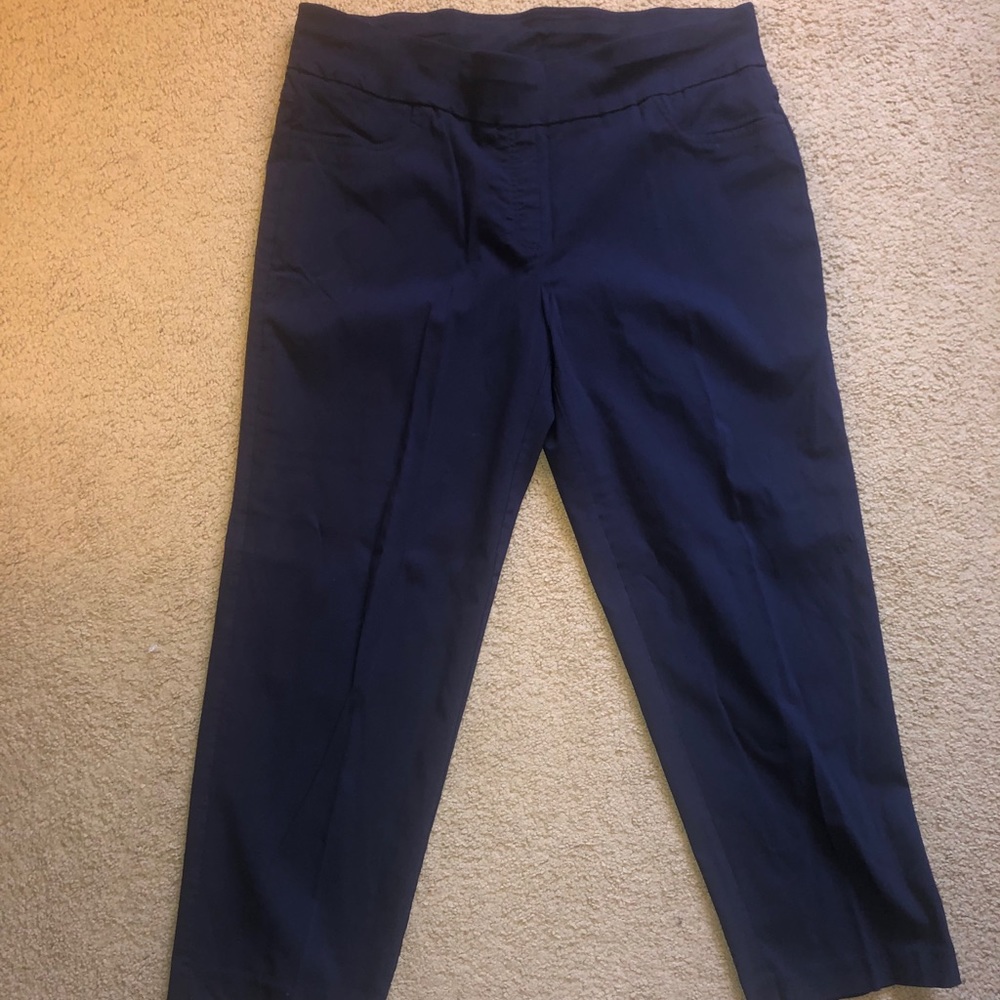 Navy Ankle Length Pull On Dress Pants